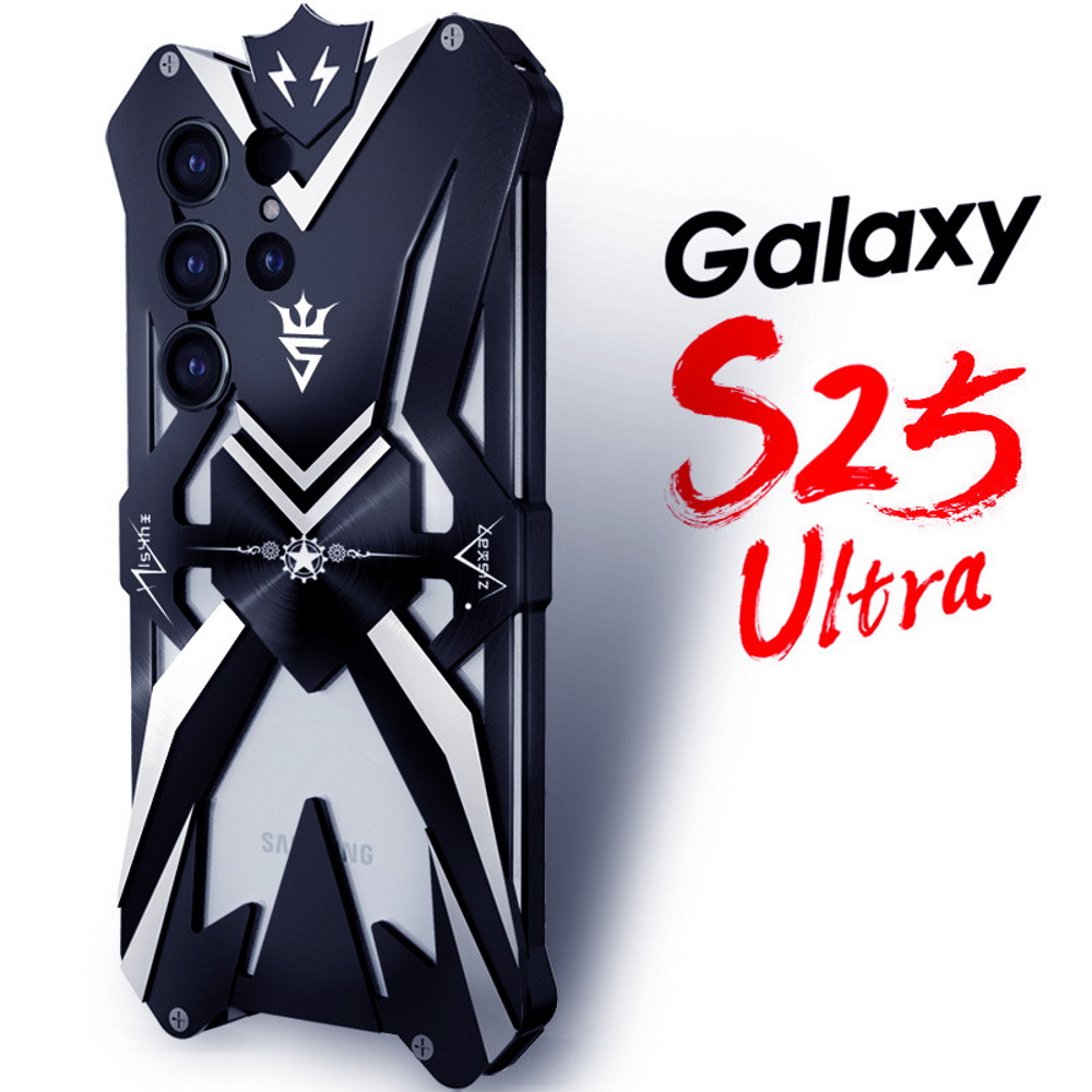 Металлический чехол Metal Shield для Samsung Galaxy S25 Ultra черно-белый