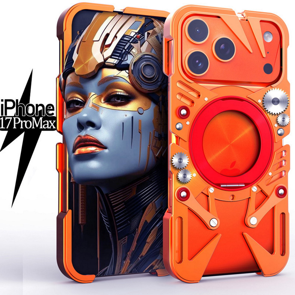 Металлический чехол для iPhone 17 Pro Max оранжевый