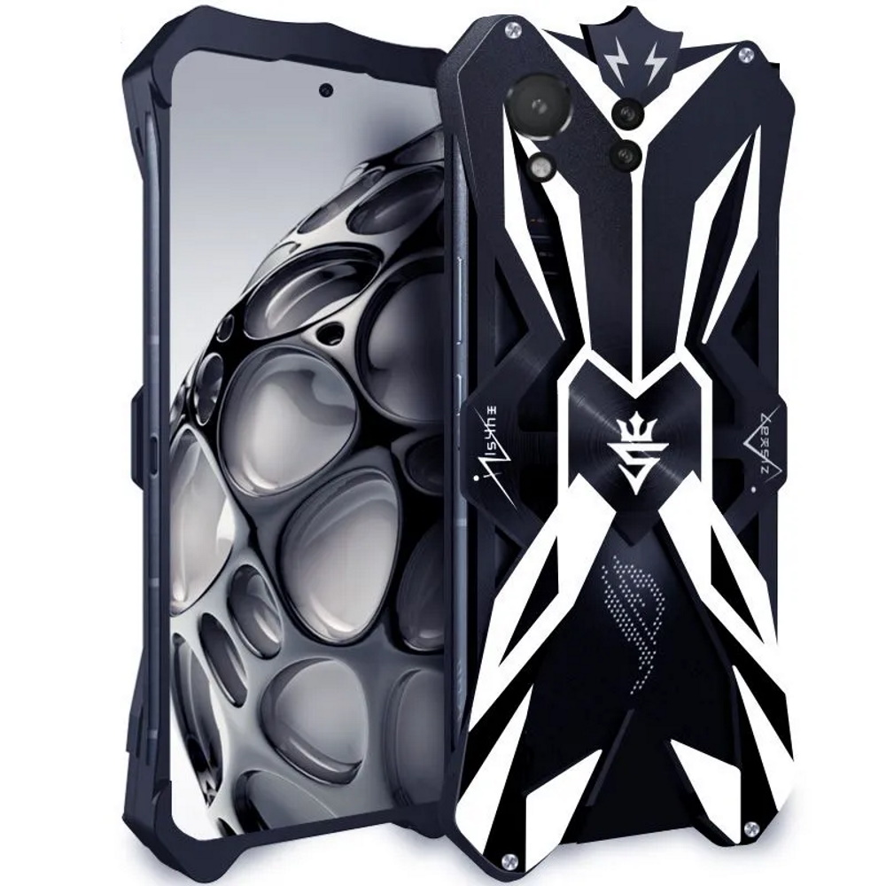 Металлический чехол  для Asus ROG Phone 9 черно-белый