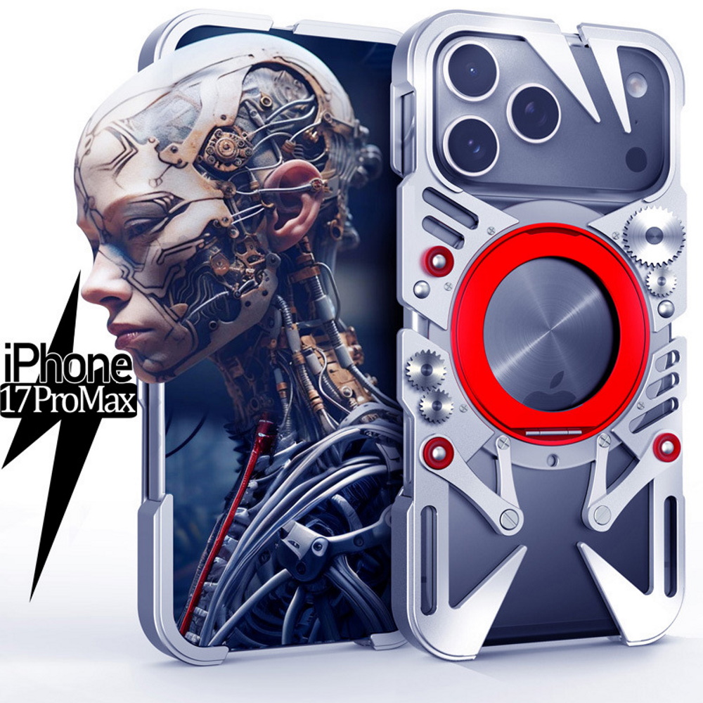 Металлический чехол для iPhone 17 Pro Max серебристый